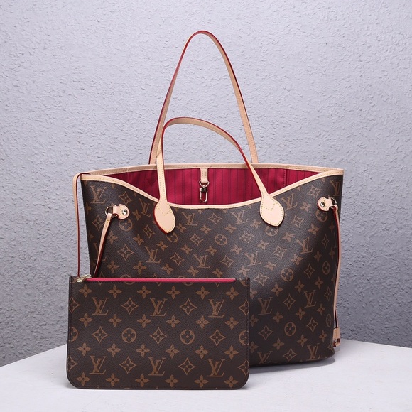 🍒🍒Louis Vuitton NEVERFULL MM Monogram Cherry with Pouch